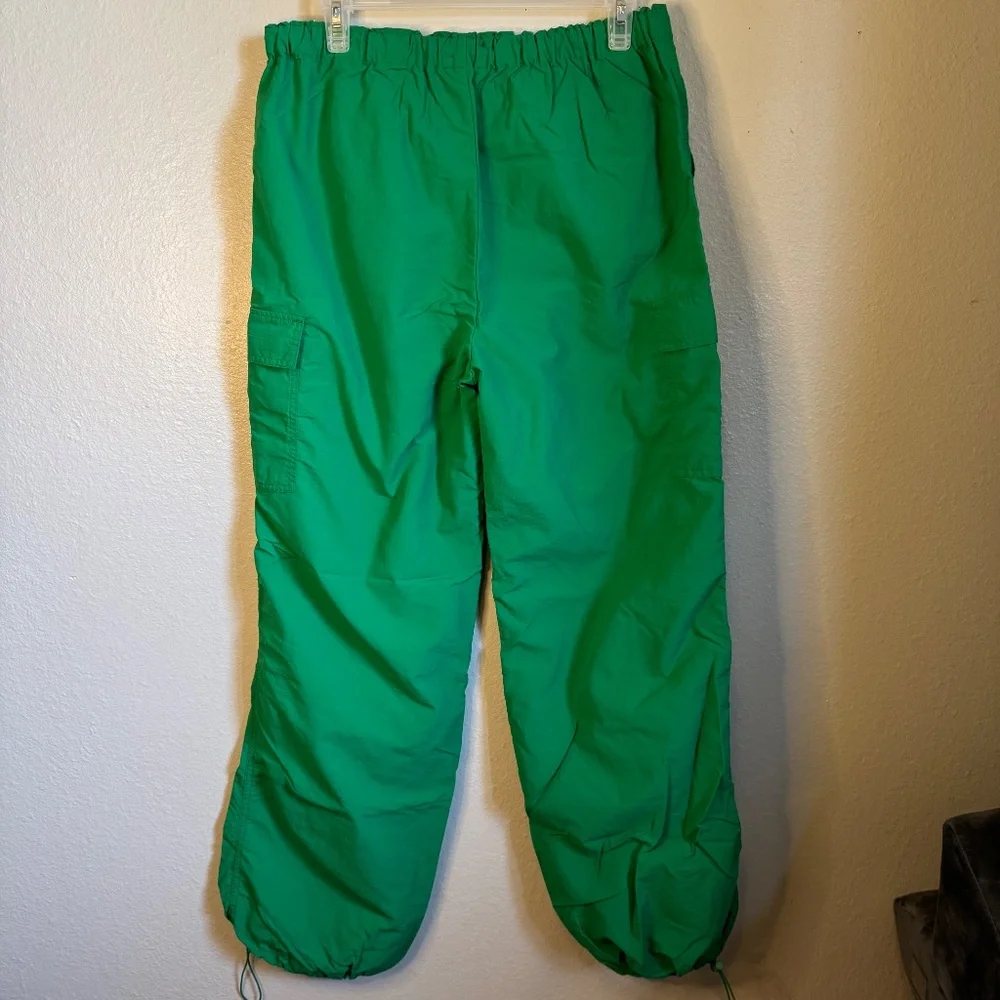 Love Tree Lightweight Parachute Cargo Pants with Drawstring Ankles Green - Picture 5 of 5